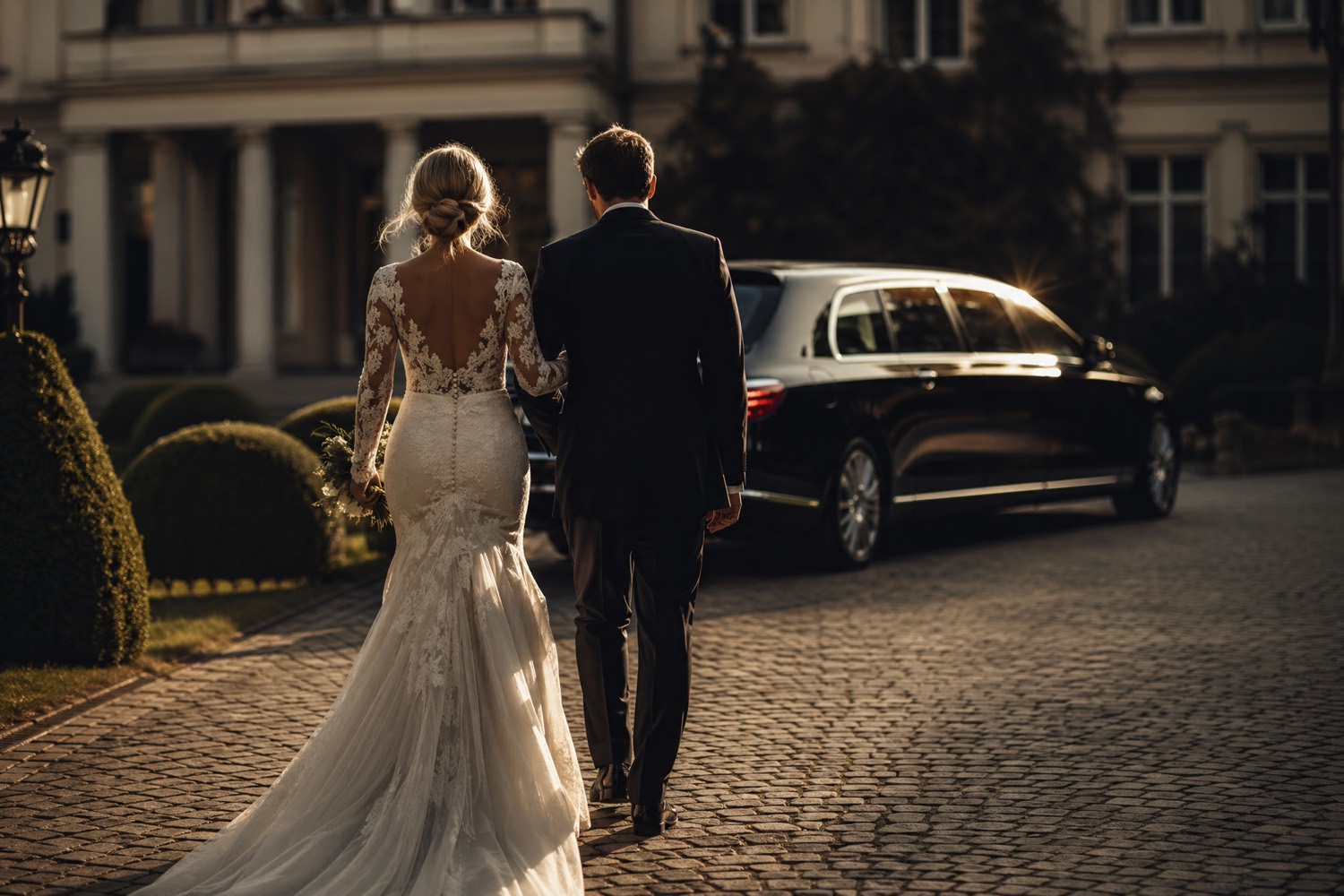 Geschmückte Mercedes-Maybach Hochzeitslimousine mit Chauffeur – Limousinenservice für Hannover