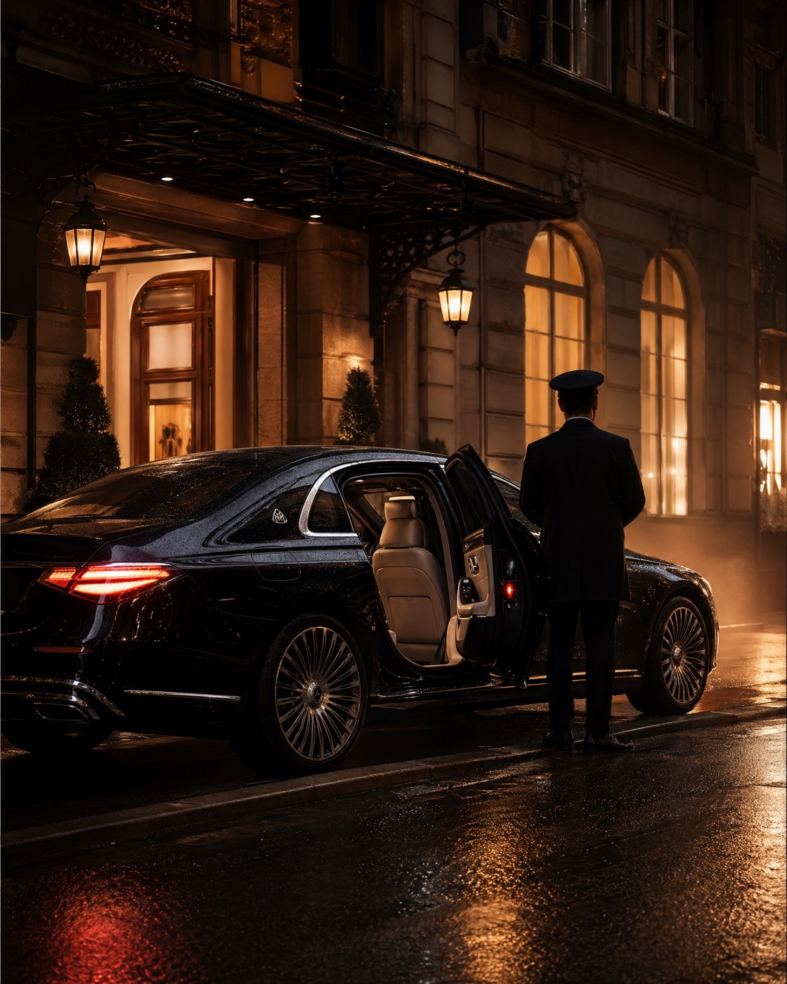 Mercedes-Maybach S-Klasse vor Premium-Hotel – Chauffeurservice in der Altmark, Magdeburg und Hannover